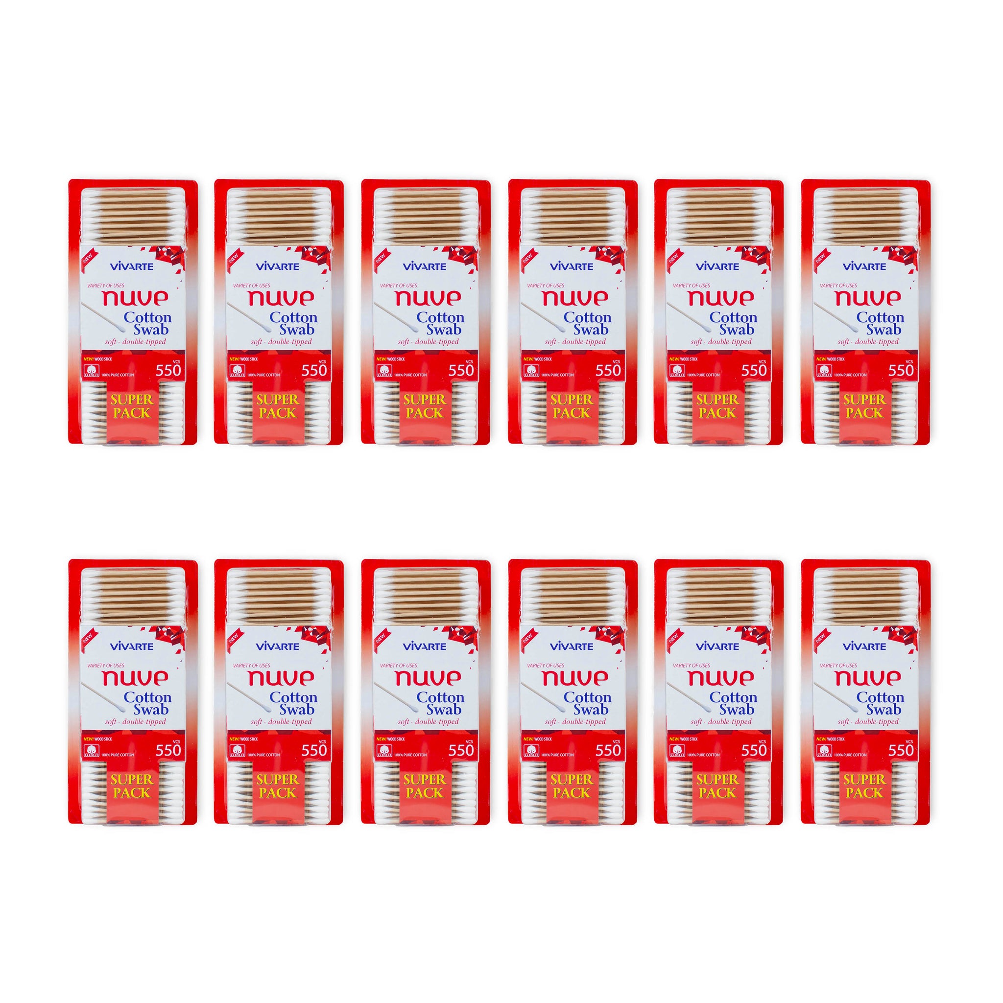 Vivarte Nuve Cotton Wood Swabs 550 Pieces